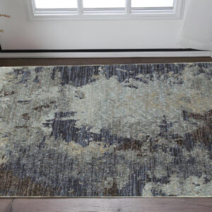 3' X 5' Navy Blue Abstract Power Loom Area Rug