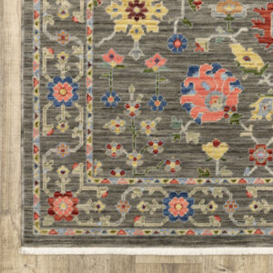12' Gray And Ivory Genuine Wool Oriental Runner Rug With Fringe