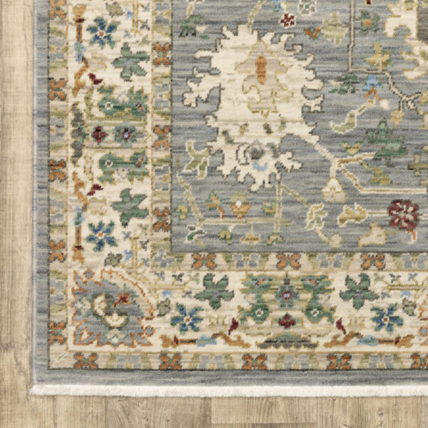 12' Gray And Ivory Genuine Wool Oriental Runner Rug With Fringe