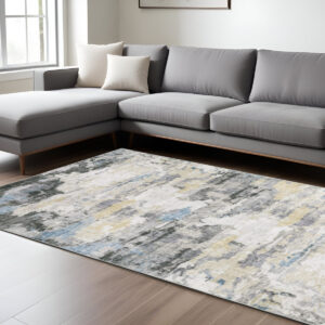 7' X 10' Blue and Gray Abstract Non Skid Area Rug