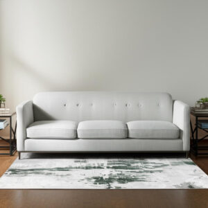 5' X 7' Gray And White Abstract Printed Stain Resistant Non Skid Area Rug
