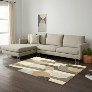 9' X 12' Brown and Ivory Geometric Power Loom Area Rug
