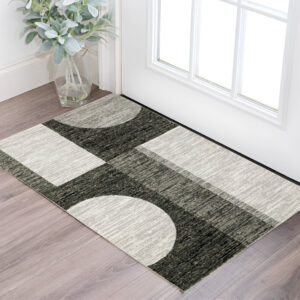 3' X 5' Gray and Ivory Geometric Power Loom Area Rug