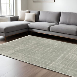 8' X 11' Gray and Ivory Geometric Shag Power Loom Area Rug