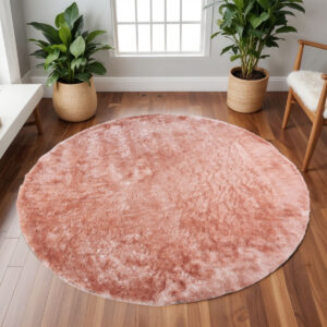 10' Pink Round Shag Tufted Handmade Area Rug