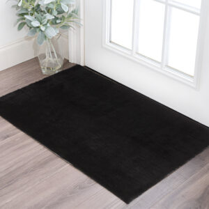 2' X 3' Black Shag Tufted Handmade Area Rug