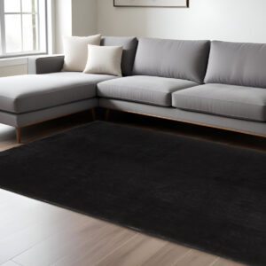 8' X 10' Black Shag Tufted Handmade Area Rug