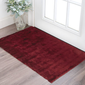 2' X 3' Red And Purple Shag Tufted Handmade Area Rug