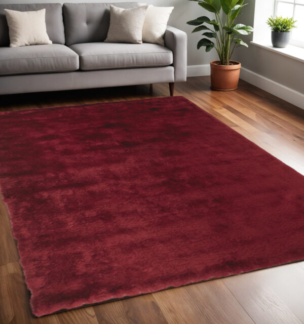 5' X 8' Red And Purple Shag Tufted Handmade Area Rug