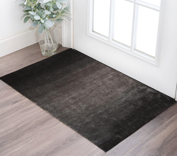 2' X 3' Gray And Black Shag Tufted Handmade Area Rug