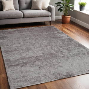 5' X 8' Gray And Silver Shag Handmade Area Rug