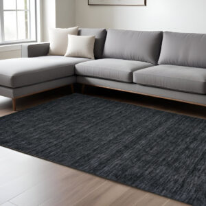 10' X 13' Black Wool Hand Woven Area Rug