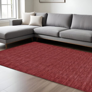 8' X 11' Red Wool Hand Woven Area Rug