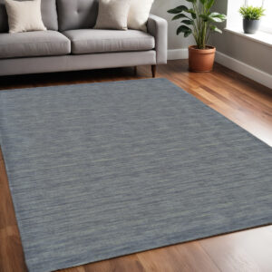 5' X 8' Blue and Gray Wool Hand Woven Area Rug