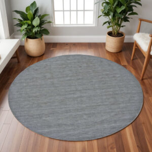 10' Blue and Gray Round Wool Hand Woven Area Rug