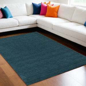 10' X 13' Blue Green Wool Hand Woven Area Rug