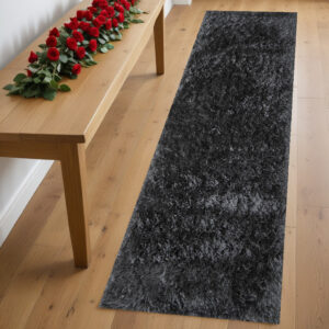 8' Gray Shag Hand Tufted Runner Rug