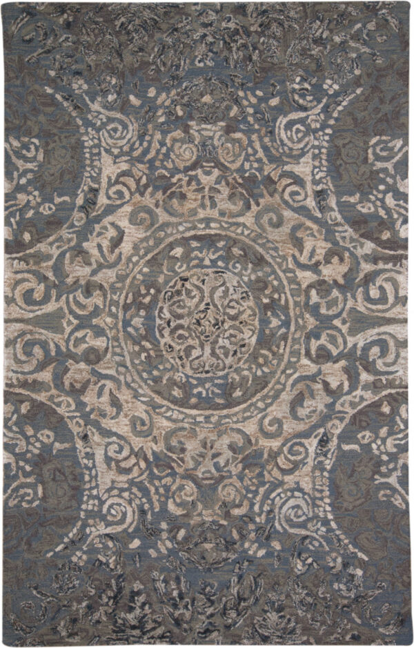 10' X 13' Gray Blue And Taupe Wool Abstract Tufted Handmade Stain Resistant Area Rug - Image 2