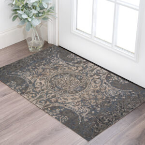 2' X 3' Gray Blue And Taupe Wool Abstract Tufted Handmade Stain Resistant Area Rug