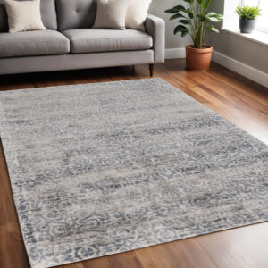 5' X 8' Gray and Ivory Abstract Hand Woven Area Rug