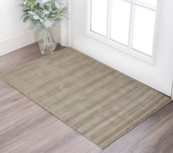2' X 3' Tan Ivory And Taupe Hand Woven Area Rug