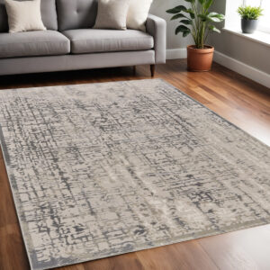 5' X 8' Gray And Ivory Abstract Stain Resistant Area Rug