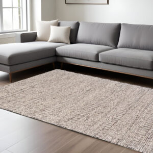 10' X 13' Gray and Ivory Wool Hand Woven Area Rug