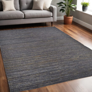 5' X 8' Brown Blue And Taupe Hand Woven Area Rug
