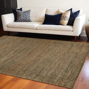 8' X 11' Brown And Gray Hand Woven Area Rug