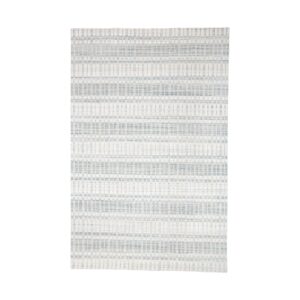 2' X 3' Ivory And Blue Striped Hand Woven Area Rug