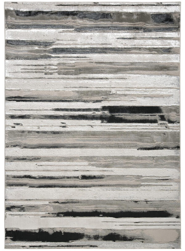 10' X 13' Silver Gray And Black Abstract Stain Resistant Area Rug - Image 2