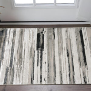 2' X 3' Silver Gray And Black Abstract Stain Resistant Area Rug