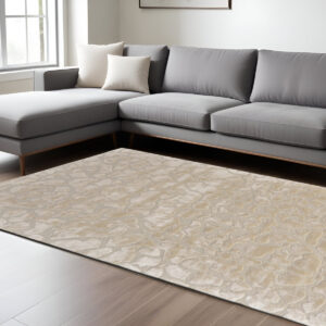 8' X 11' Ivory Taupe And Tan Abstract Tufted Handmade Area Rug