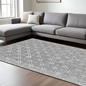 8' X 11' Gray And Silver Wool Abstract Tufted Handmade Area Rug