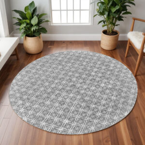 10' Gray And Silver Round Wool Abstract Tufted Handmade Area Rug