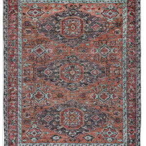 8' X 10' Red Orange Wool Floral Hand Knotted Distressed Area Rug With Fringe