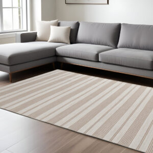 10' X 14' Black And White Striped Dhurrie Hand Woven Stain Resistant Area Rug