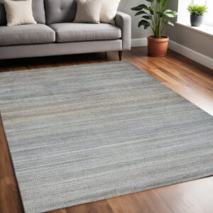 5' X 8' Blue Gray And Purple Ombre Hand Woven Area Rug
