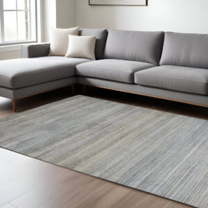 8' X 11' Blue and Gray Ombre Hand Woven Area Rug