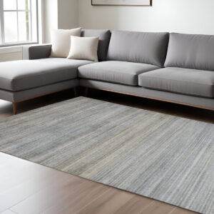 10' X 13' Blue Gray And Purple Ombre Hand Woven Area Rug