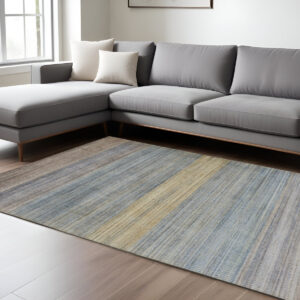 10' X 13' Blue Purple And Tan Ombre Hand Woven Area Rug