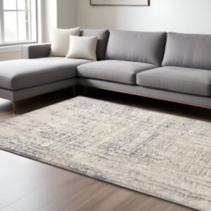 7' X 10' Gray and Ivory Abstract Area Rug