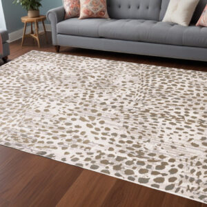 10' X 13' Brown And Ivory Abstract Stain Resistant Area Rug