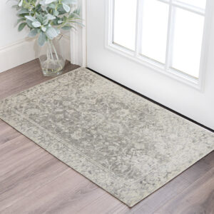 2' X 3' Gray and Ivory Abstract Hand Woven Area Rug