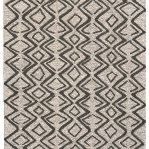 2' X 3' Black Gray And Taupe Wool Geometric Tufted Handmade Stain Resistant Area Rug