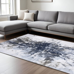 7' X 10' Blue and Gray Abstract Non Skid Area Rug