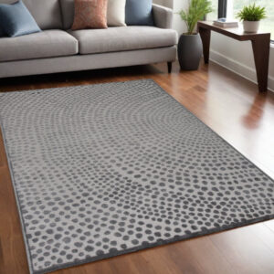 5' X 7' Gray Silver And Ivory Abstract Stain Resistant Area Rug