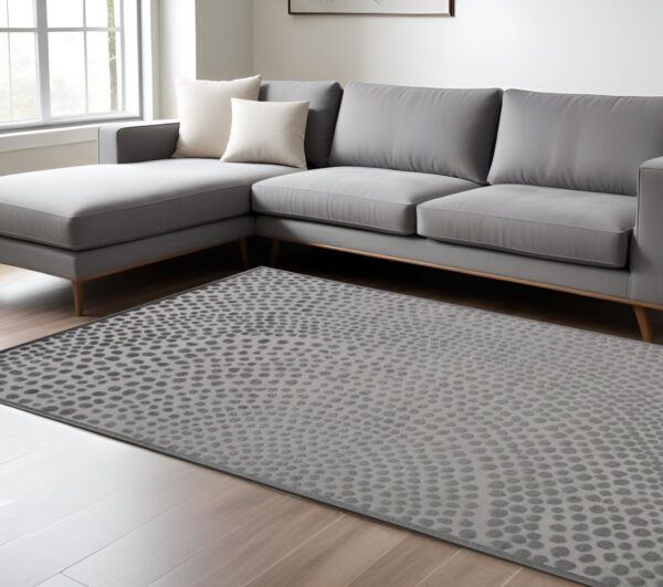 8' X 11' Gray Abstract Non Skid Area Rug