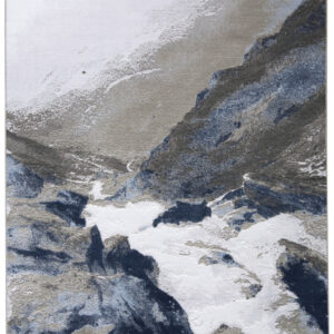 7' X 10' Blue Gray And White Abstract Area Rug
