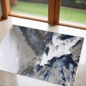 2' X 3' Blue Gray And White Abstract Area Rug